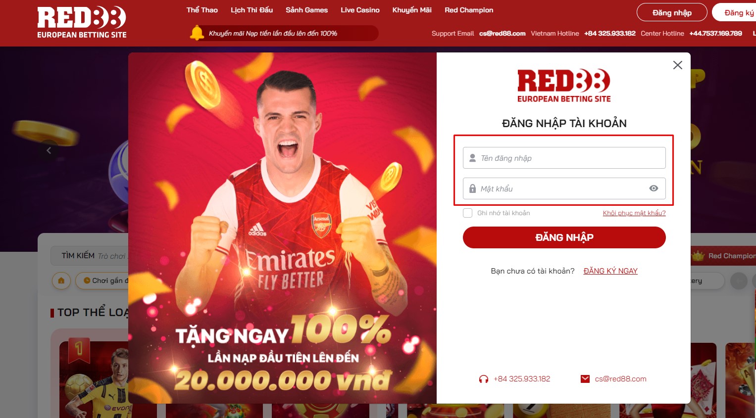 Đăng nhập red88 đơn giản